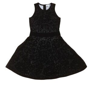 Milly Fit and Flare Dress Sleeveless Floral Womens Black Size P 0 2 Wool Knit